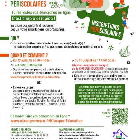 27 avril : lancement des inscriptions périscolaires 2026 - 2027