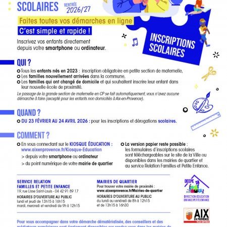 INSCRIPTIONS & DEROGATIONS SCOLAIRES 2026 / 2027